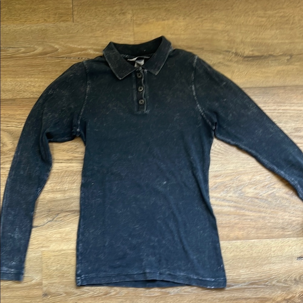 Hardtail Black denim Long Sleeve Polo T shirt